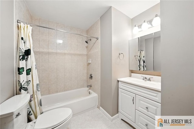 1072 Lake Placid Dr, Toms River, NJ 08753 - full bath with shower / tub combo with curtain, vanity, and tile patterned flooring