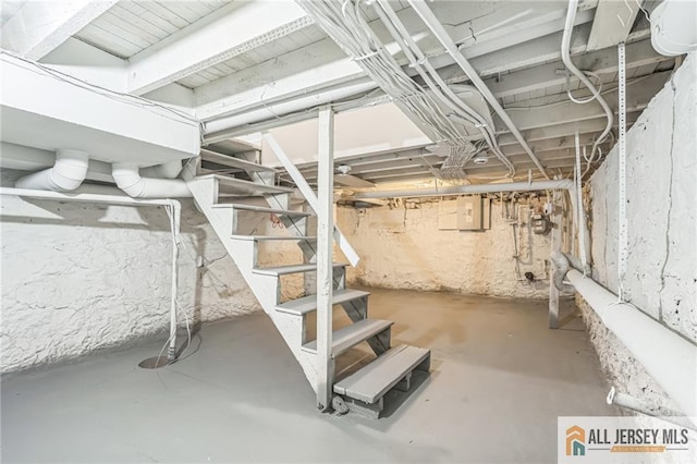 basement with electric panel