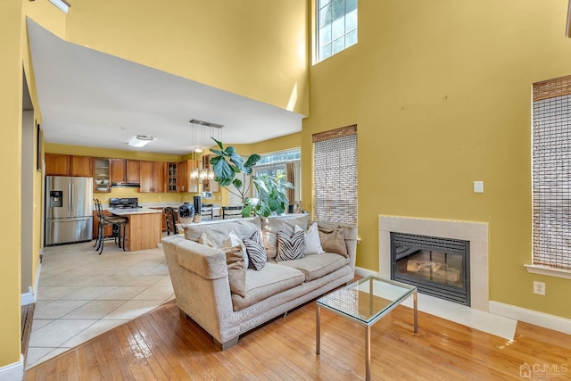 living room with light hardwood / wood-style floors