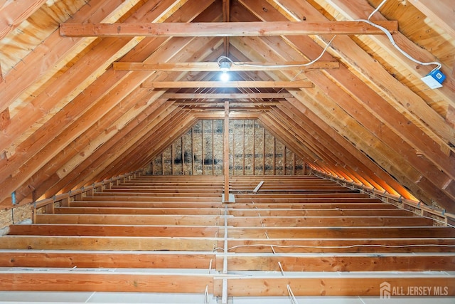 view of unfinished attic