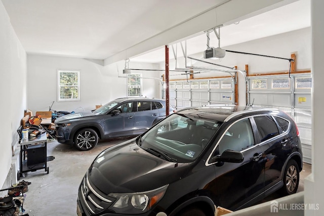 garage with a garage door opener