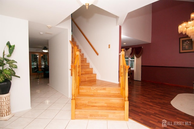 5 Dan Ct, Old Bridge, NJ 08857 - stairway with ceiling fan and wood finished floors