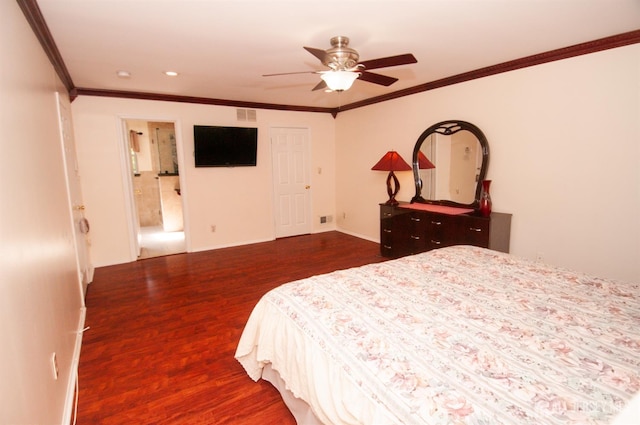 5 Dan Ct, Old Bridge, NJ 08857 - bedroom featuring crown molding, wood finished floors, recessed lighting, and a ceiling fan