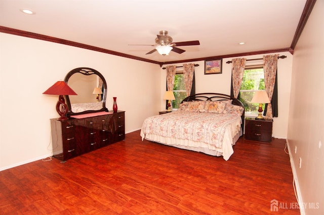 5 Dan Ct, Old Bridge, NJ 08857 - bedroom with ornamental molding, wood finished floors, ceiling fan, and recessed lighting