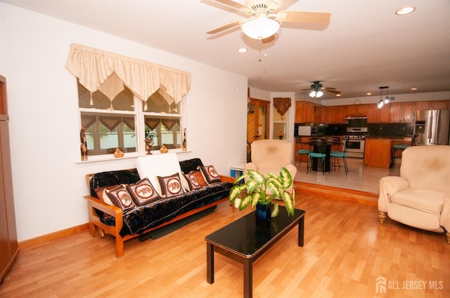 5 Dan Ct, Old Bridge, NJ 08857 - living area featuring ceiling fan, recessed lighting, and light wood-style flooring