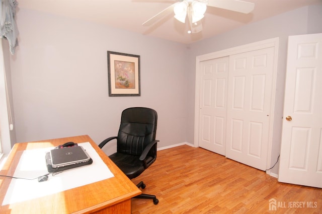 5 Dan Ct, Old Bridge, NJ 08857 - office area with a ceiling fan and light wood-type flooring