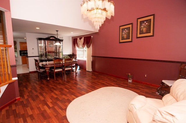 5 Dan Ct, Old Bridge, NJ 08857 - living room with a chandelier, wood finished floors, and recessed lighting