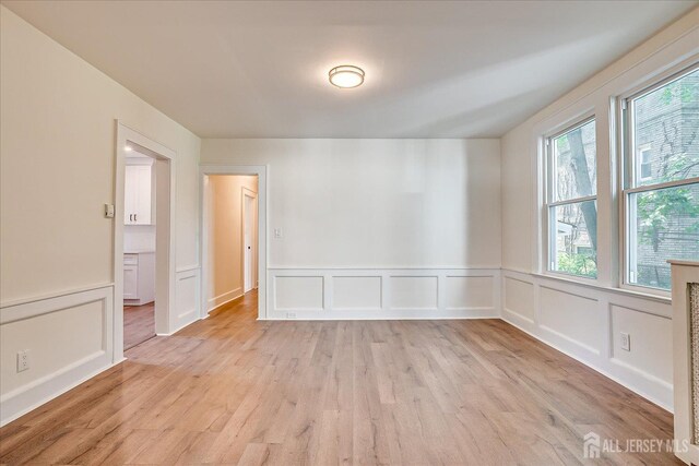 160 Academy St, South Orange Village, NJ 07079 - spare room featuring light wood-type flooring, a decorative wall, and wainscoting