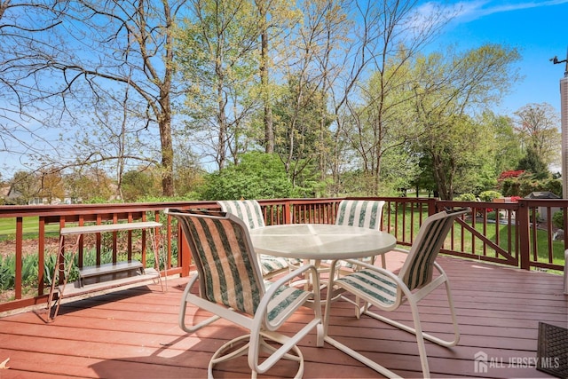 27 Dawson Ln, Monroe, NJ 08831 - wooden terrace with outdoor dining area
