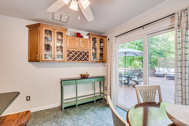 16 Rachele Ct, Old Bridge, NJ 07747 - dining area featuring crown molding, baseboards, and ceiling fan