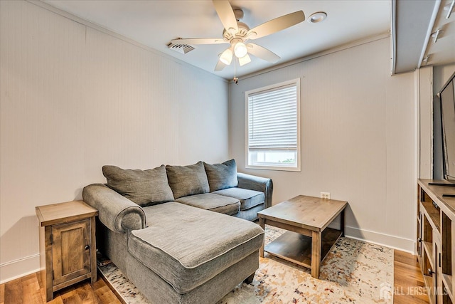 16 Rachele Ct, Old Bridge, NJ 07747 - living area with ceiling fan, light wood-style flooring, and baseboards
