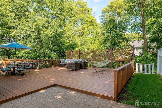 16 Rachele Ct, Old Bridge, NJ 07747 - deck with an outdoor living space and outdoor dining area