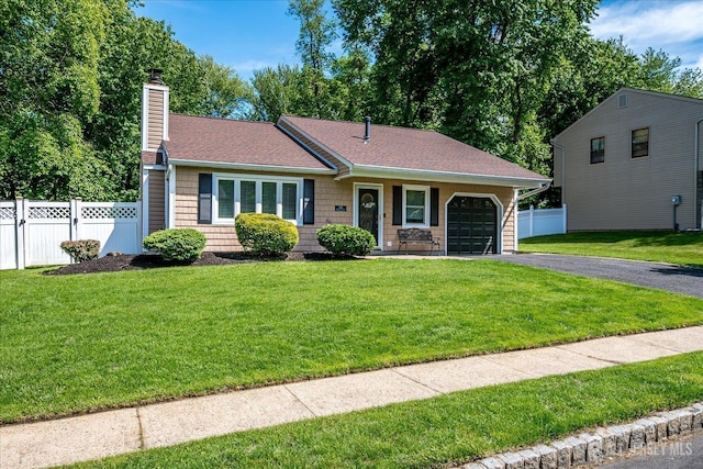 16 Rachele Ct, Old Bridge, NJ 07747 - view of front of property with a garage, asphalt driveway, a chimney, and a shingled roof