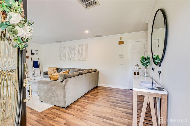 16 Rachele Ct, Old Bridge, NJ 07747 - living room featuring light wood-type flooring, crown molding, baseboards, and recessed lighting