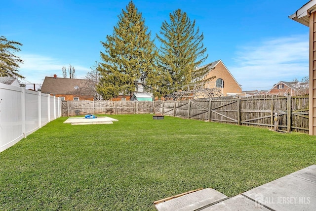 view of yard with a fenced backyard