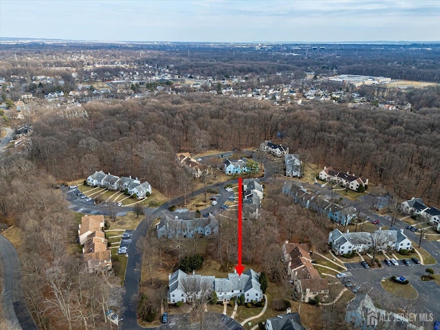 bird's eye view with a view of trees