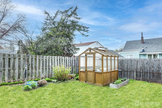274 Prospect Ave, South Amboy, NJ 08879 - view of yard with a greenhouse, an outbuilding, and a garden