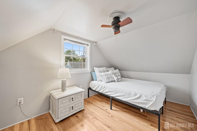 6 Linda Ave, Colonia, NJ 07067 - bedroom featuring vaulted ceiling, light wood-type flooring, and ceiling fan