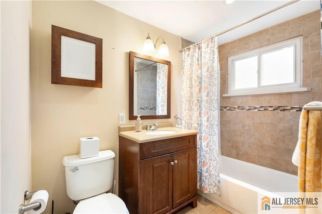 47 Dewitt Ter, Colonia, NJ 07067 - full bath with vanity, shower / bathtub combination with curtain, and tile patterned floors
