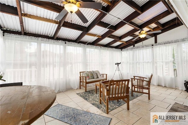 47 Dewitt Ter, Colonia, NJ 07067 - sunroom / solarium with a ceiling fan, an outdoor hangout area, and tile patterned flooring