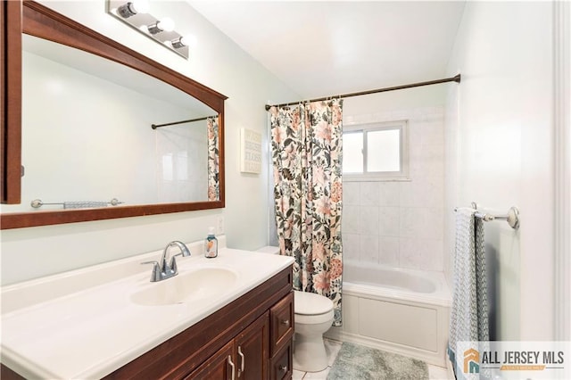 47 Dewitt Ter, Colonia, NJ 07067 - full bathroom with vanity, shower / tub combo with curtain, and tile patterned flooring