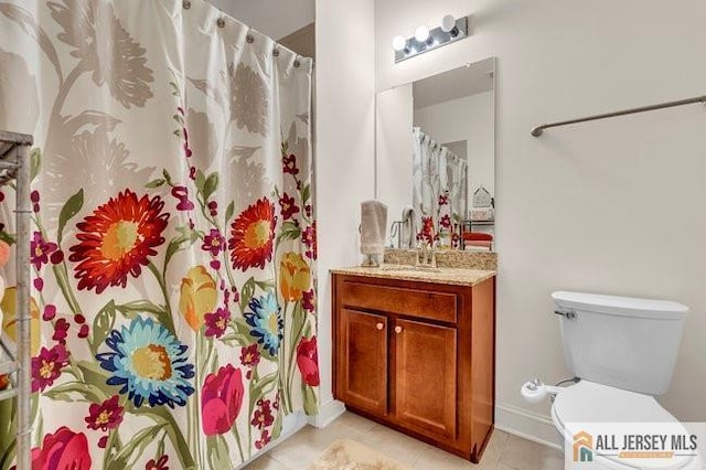 7203 Minuteman Ln, Franklin, NJ 08873 - bathroom with vanity, tile patterned floors, and curtained shower