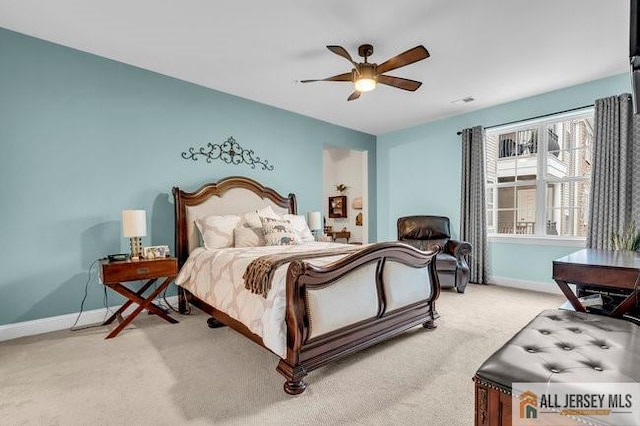 7203 Minuteman Ln, Franklin, NJ 08873 - bedroom featuring light carpet and ceiling fan