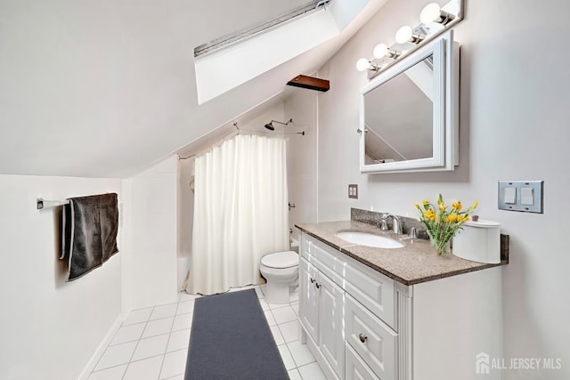 10 Shaw Dr, Franklin, NJ 08528 - bathroom with vanity, tile patterned floors, shower / tub combo, and a skylight