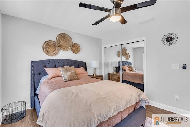 11 Hawk Ct, East Brunswick, NJ 08816 - bedroom with wood finished floors, a closet, and a ceiling fan