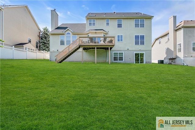 11 Hawk Ct, East Brunswick, NJ 08816 - back of house featuring a wooden deck and stairway