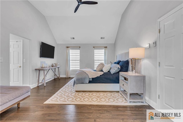 11 Hawk Ct, East Brunswick, NJ 08816 - bedroom featuring wood finished floors, a ceiling fan, and high vaulted ceiling