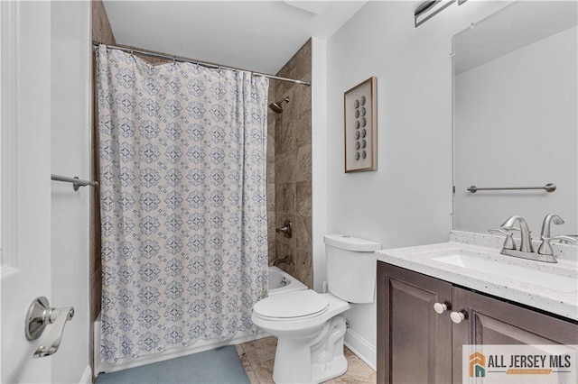 11 Hawk Ct, East Brunswick, NJ 08816 - bathroom with shower / bathtub combination with curtain, vanity, and tile patterned flooring
