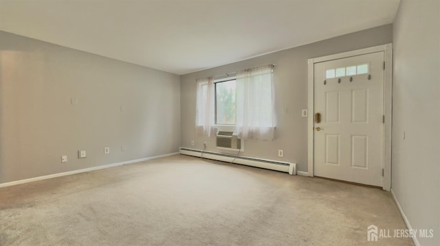 1037 Cricket Ln, Woodbridge Proper, NJ 07095 - foyer entrance with baseboard heating, carpet flooring, and cooling unit