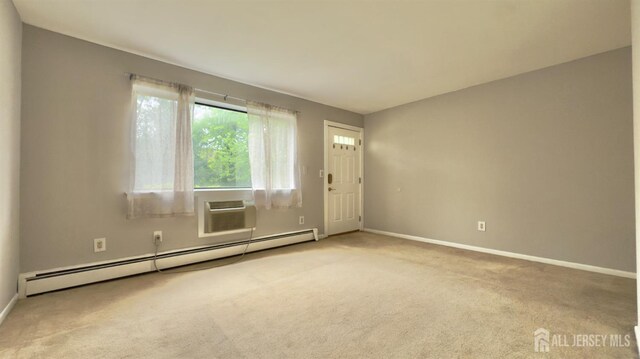 1037 Cricket Ln, Woodbridge Proper, NJ 07095 - spare room with a baseboard radiator, carpet floors, and a wall mounted AC