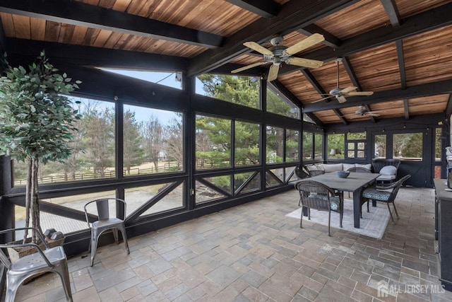 13 Eagle Nest Rd, Colts Neck, NJ 07722 - sunroom / solarium with ceiling fan and outdoor dining space