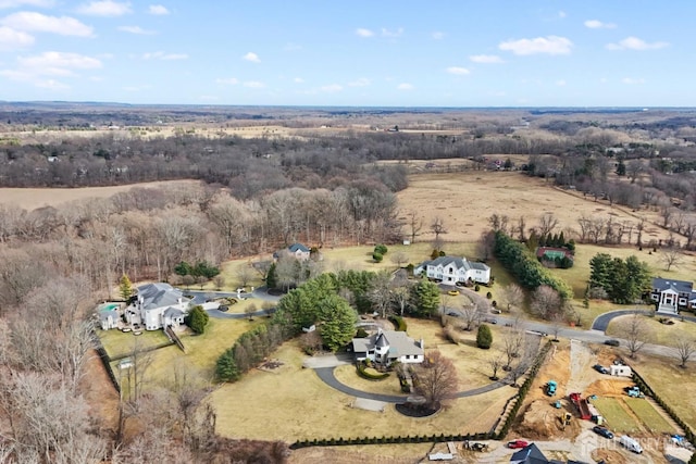 bird's eye view with a rural view