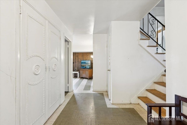796 Curie Rd, North Brunswick, NJ 08902 - foyer with stairs and light flooring