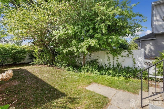 view of yard with a fenced backyard