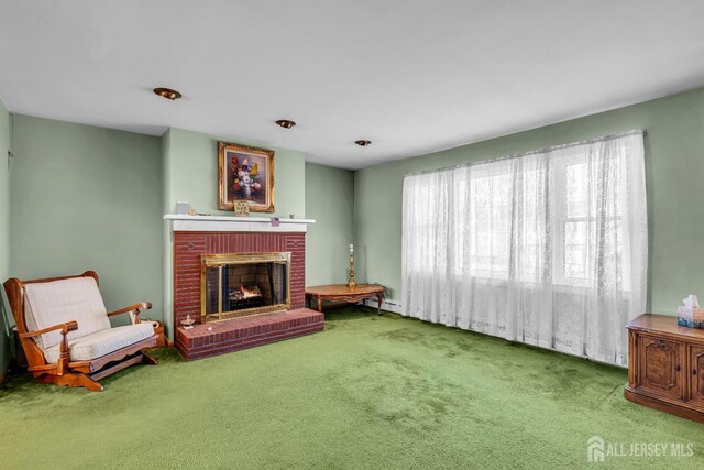 72-74 Sabo St, Carteret, NJ 07008 - carpeted living room with a fireplace