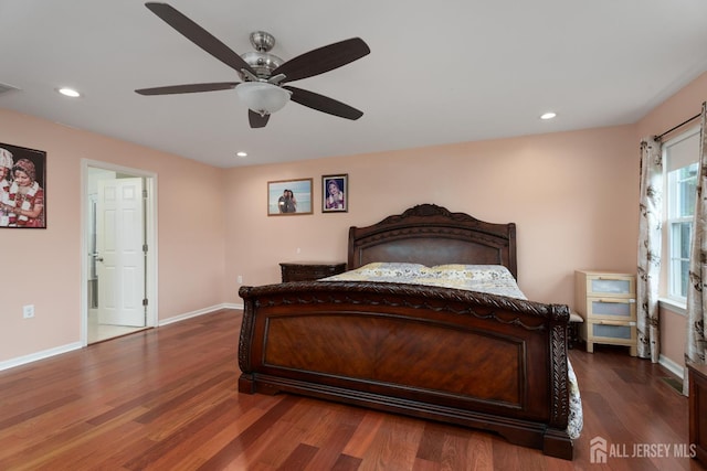 1 Elmcrest Ct E, Monroe, NJ 08831 - bedroom with dark wood finished floors, recessed lighting, and ceiling fan