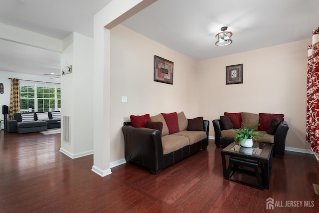 1 Elmcrest Ct E, Monroe, NJ 08831 - living area with wood finished floors and a ceiling fan