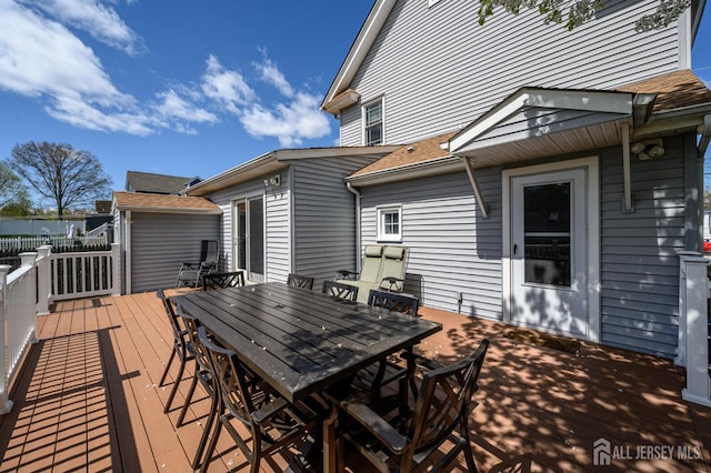 47 Lincoln Ave, Jamesburg, NJ 08831 - wooden terrace featuring outdoor dining space