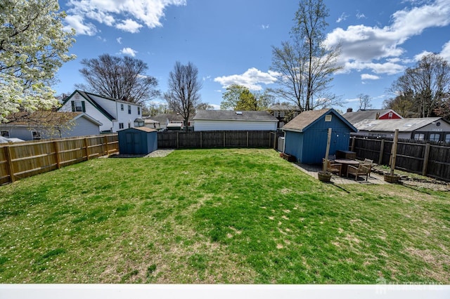 47 Lincoln Ave, Jamesburg, NJ 08831 - view of yard with a storage shed, an outbuilding, and a fenced backyard