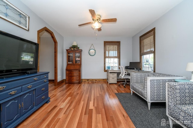 47 Lincoln Ave, Jamesburg, NJ 08831 - office area featuring light wood-style flooring and a ceiling fan