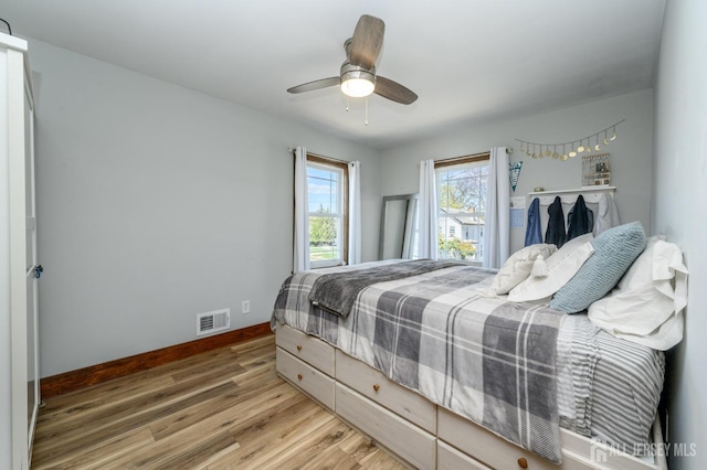 47 Lincoln Ave, Jamesburg, NJ 08831 - bedroom with visible vents, baseboards, ceiling fan, and wood finished floors