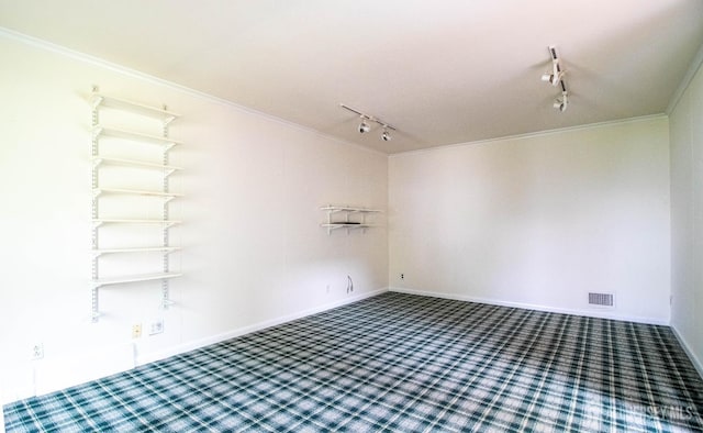 33 Timber Rd, Edison, NJ 08820 - spare room with rail lighting, carpet floors, and ornamental molding