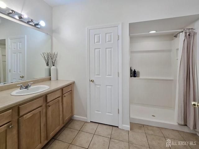 9 William Martin Way, Flemington, NJ 08822 - bathroom featuring tile patterned floors, vanity, and a shower with shower curtain