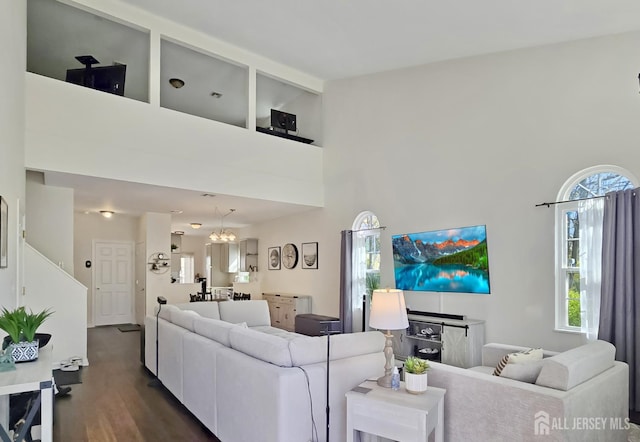 9 William Martin Way, Flemington, NJ 08822 - living area featuring plenty of natural light, dark wood finished floors, and a towering ceiling