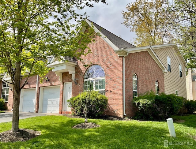 9 William Martin Way, Flemington, NJ 08822 - view of front of home featuring brick siding, a front lawn, concrete driveway, and an attached garage
