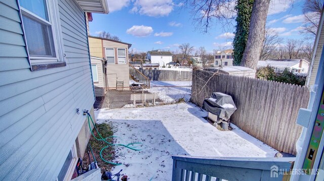 view of yard with a residential view and fence private yard